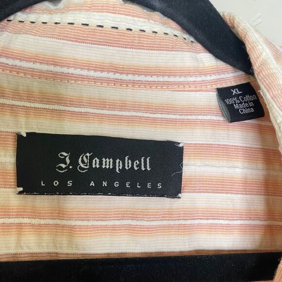 Jeffrey Campbell Cream Striped 100% Cotton Button Up XL - Picture 5 of 10